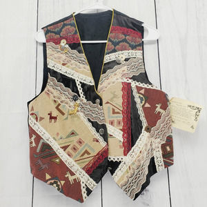 Vintage Patchwork Pig Nostalgia "Wearable Art" On of a Kind Patched Vest